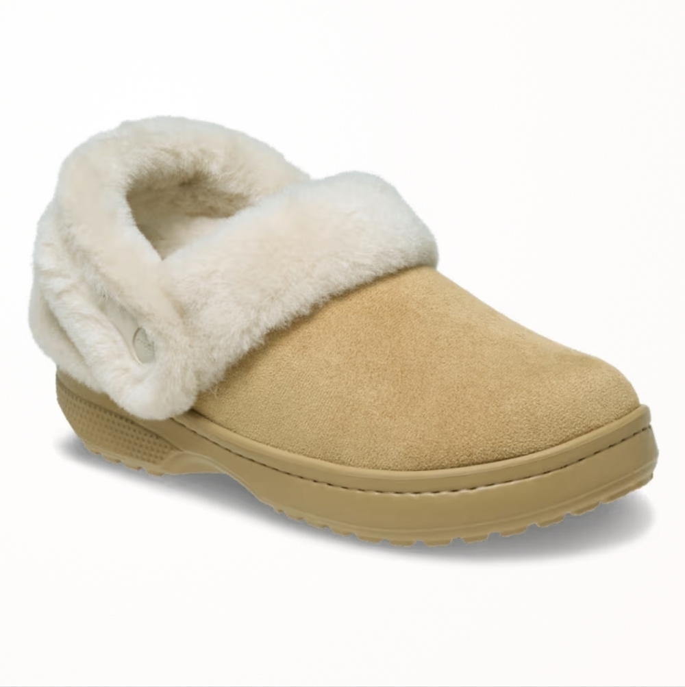 Crocs Classic Tan Vegan Suede Clogs With Fur Linning - Picture 5 of 8